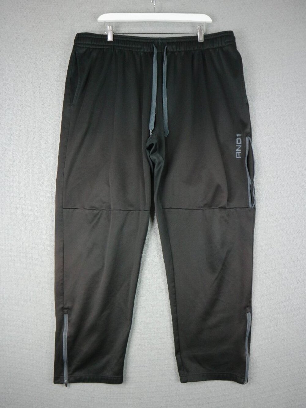 And1 2XL Basketball Polyester Baggy Y2K Sweat Pants Mens Black